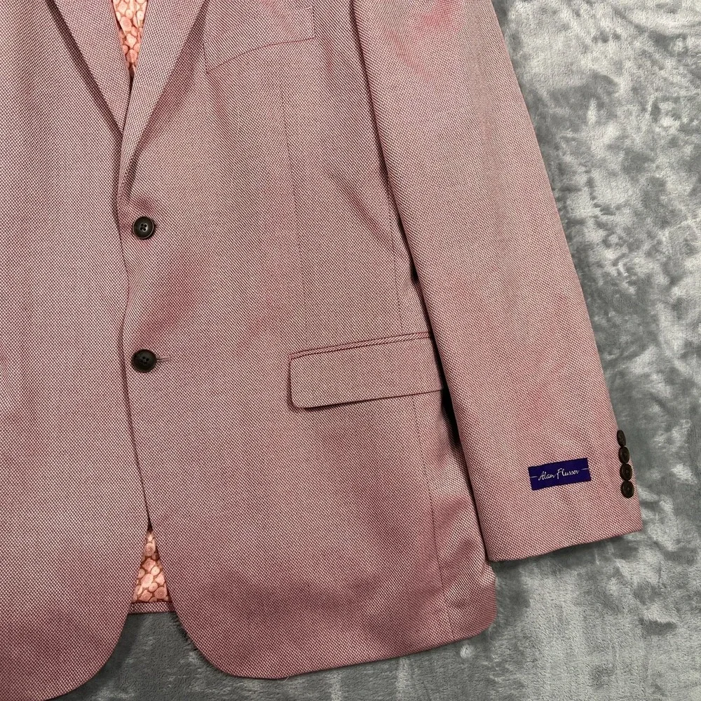 Alan Flusser Pink Blazer Mens XL 46 Lined Suit Jacket Sport Coat Floral